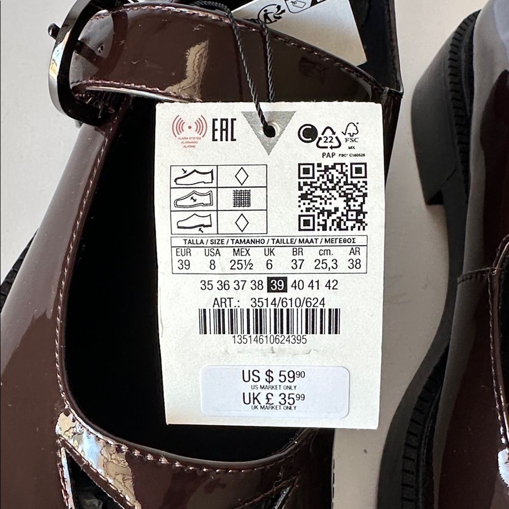 Zara Women’s Platform Mary Jane Shoes Size 8 Color Burgundy - Picture 16 of 17